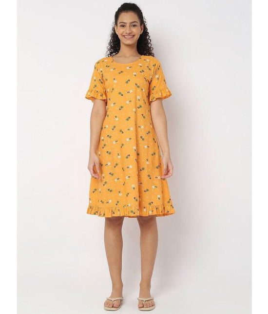 Smarty Pants - Mustard Cotton Womens Nightwear Night Dress ( Pack of 1 ) - None