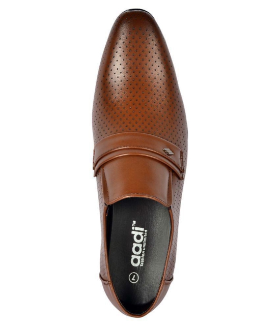 Aadi Slip On Artificial Leather Brown Formal Shoes - None