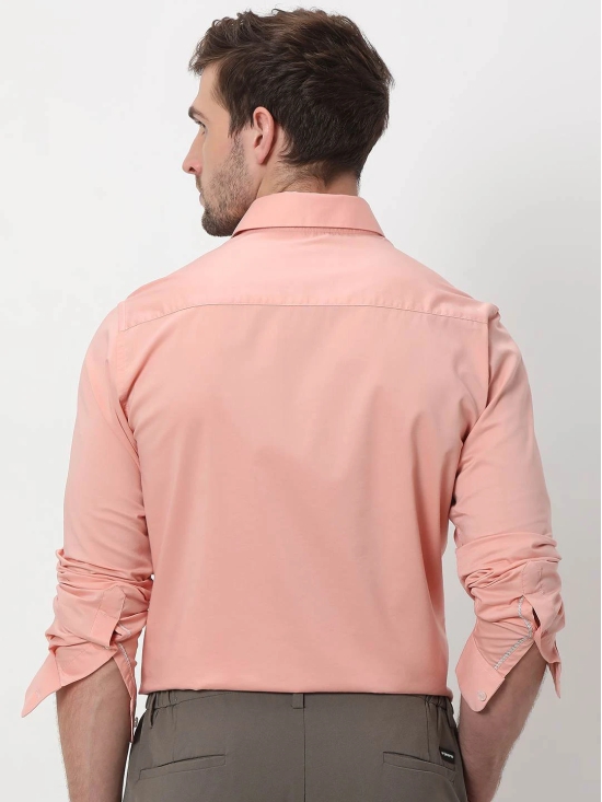 Pink Stretch Plain Slim Fit Casual Shirt