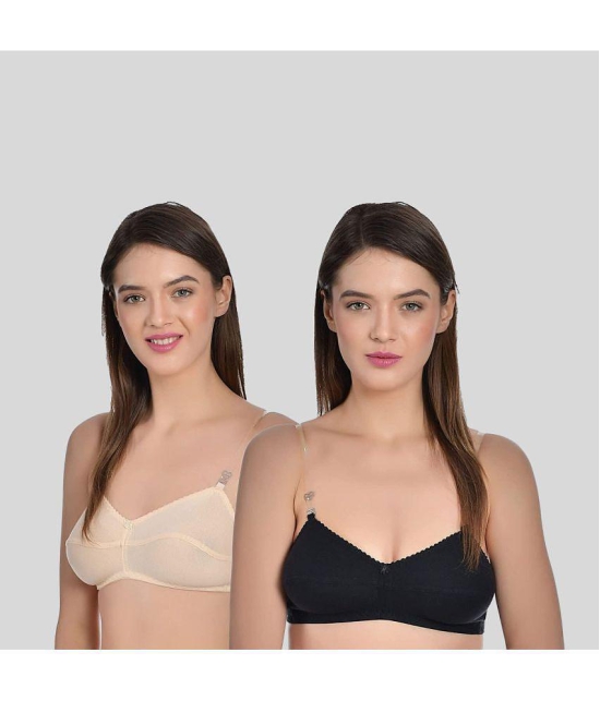 AIMLY - Tan Cotton Blend Non Padded Women''s T-Shirt Bra ( Pack of 2 ) - None