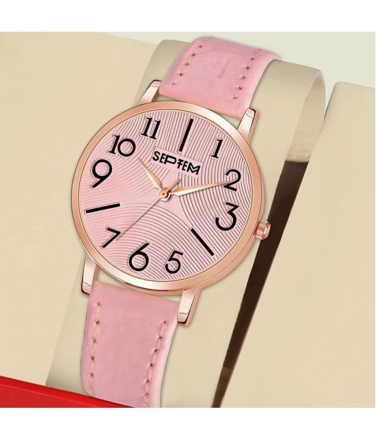 Septem Pink Leather Analog Womens Watch