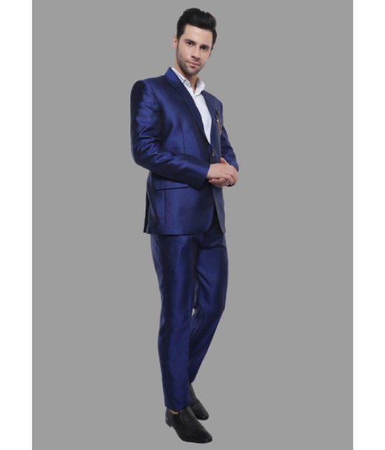 DKGF Fashion - Blue Polyester Regular Fit Mens 2 Piece Suit ( Pack of 1 ) - None