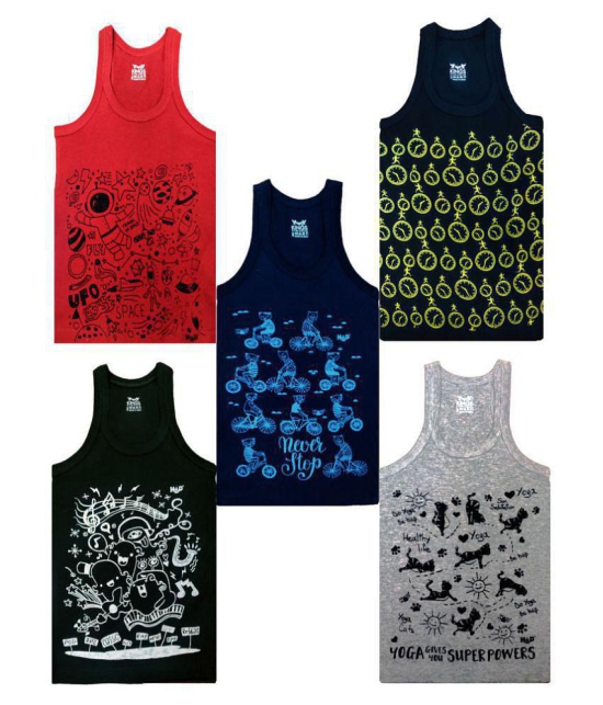 HAP Multicolored Printed Vest for Boys and Girls / pack of 5 /Innerwear Casual Wear - None