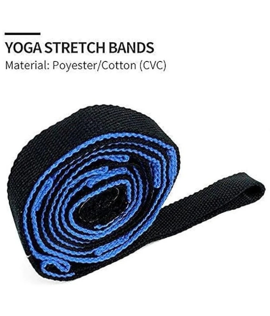 Loops 9 Non-Elastic Yoga Strap for Stretching, Perfect Multi-Loop Exercise Stretch Band for Rehabilitation, Flexibility, Hamstring & PT (Blue) - Blue