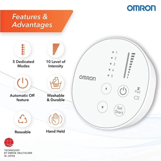 Omron HV F013 Corded Electric TENS Electronic Machine for Nerve Stimulator and Body Massage (White)