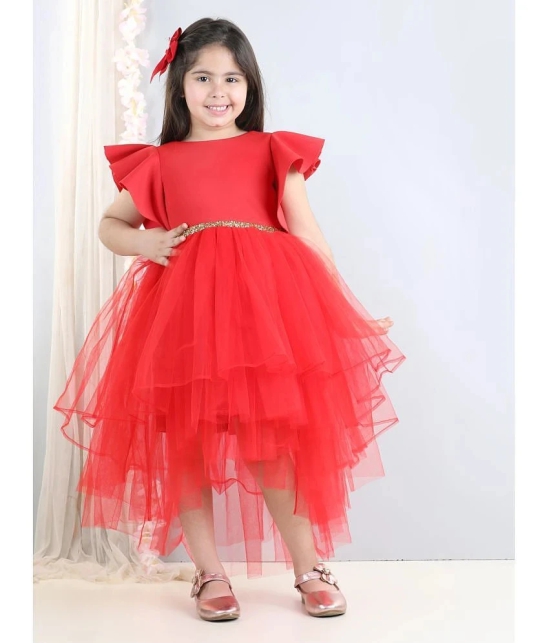 Toy Balloon Kids Red Net Girls Asymmetric Dress ( Pack of 1 ) - None