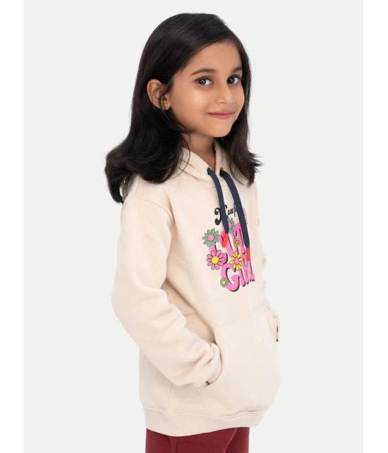 Girls Beige Printed Sweat Hoodie - None