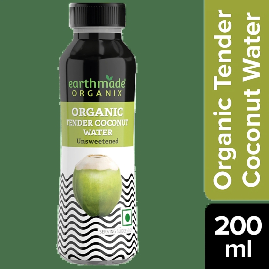 Earthmade Organix Organic  Unsweetened Tender Coconut Water, 200 ml