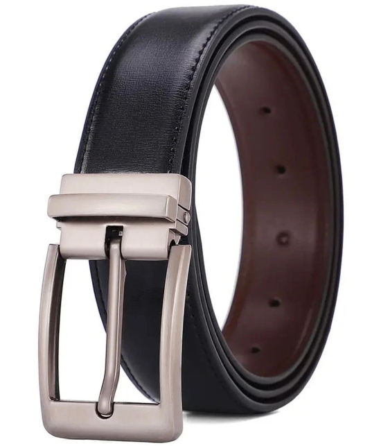 Loopa - Black Faux Leather Mens Reversible Belt ( Pack of 1 ) - None