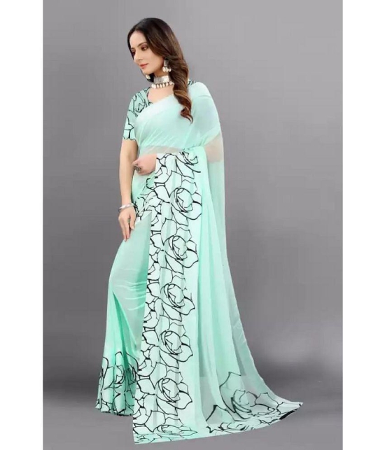 Sitanjali - SkyBlue Georgette Saree With Blouse Piece ( Pack of 1 ) - SkyBlue