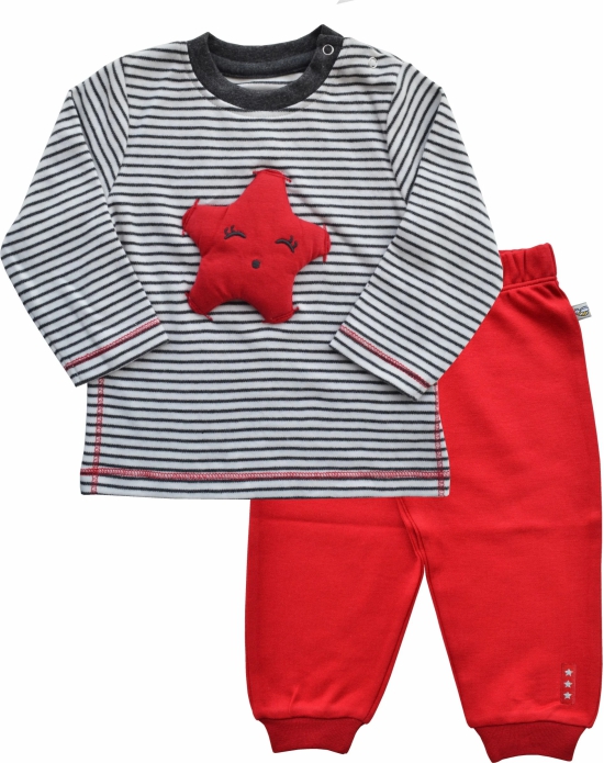 White/Grey Full Sleeve T-Shirt+Red Pant Set (100% Cotton Interlock Biowash)