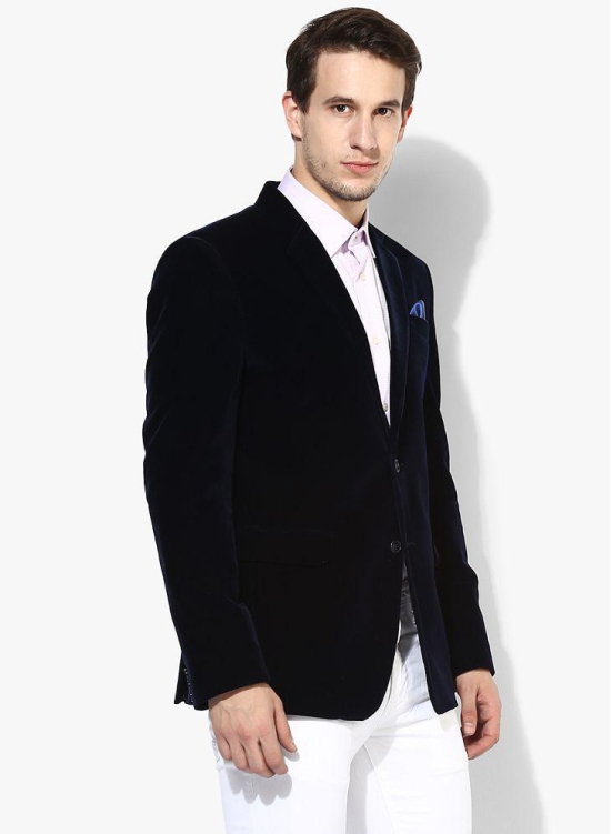 Hangup Navy Solid Casual Blazers - 36