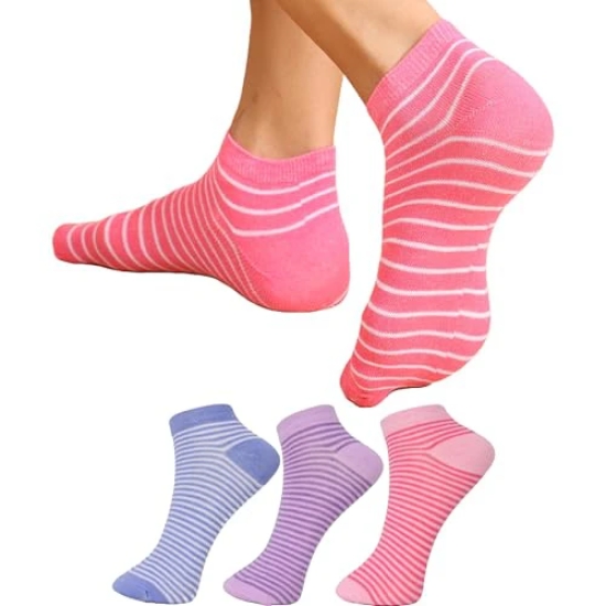 London Hills Ankle Socks for Women || Womens Cotton Ankle Length Made with Premium Cotton || Ideal for Daily Casual Wear/Gym/Office - Free Size - Assorted - Colours and styles may vary