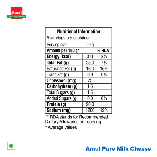 AMUL PROCESSED CHEESE SLICES 100 GM