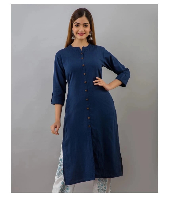 Doriya - Blue Cotton Blend Womens Front Slit Kurti - XL