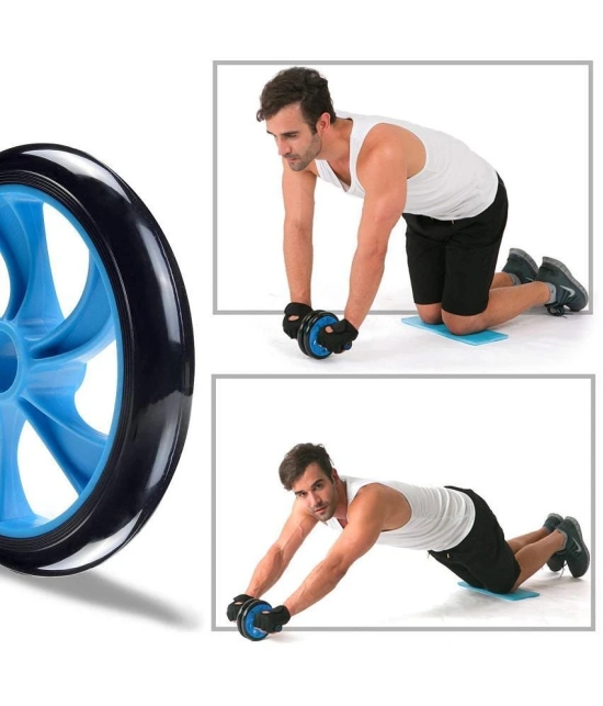 Double Wheel Ab Roller with Non-Slip Handles & Knee Mat Home Gym Abdominal Exercise Equipment Core Workouts for Men and Women (Blue) (Pack of 1) - Blue