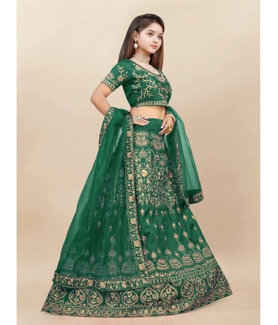 Apnisha Green Silk Girls Lehenga Choli Set ( Pack of 1 ) - None