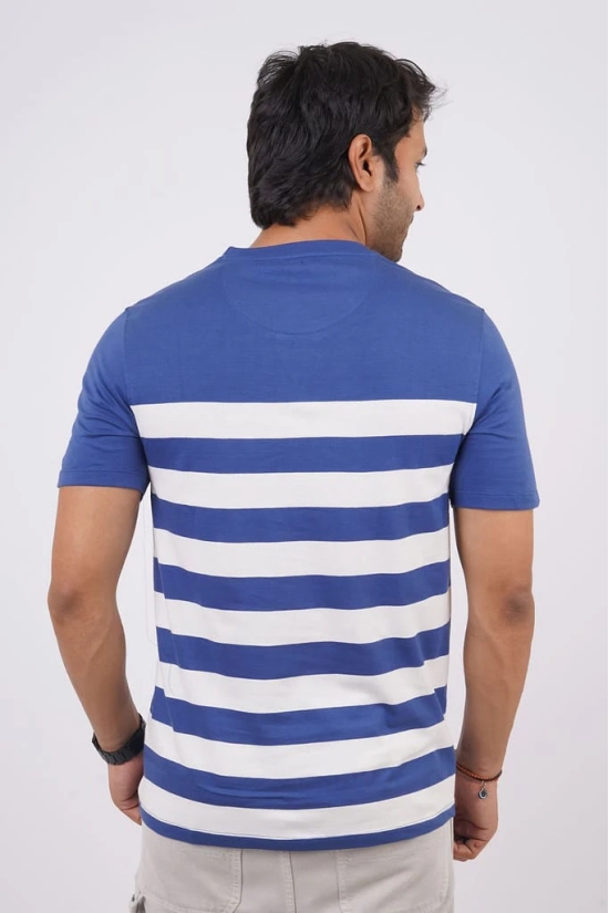 Men's True Navy Striped Crew Neck T-Shirt