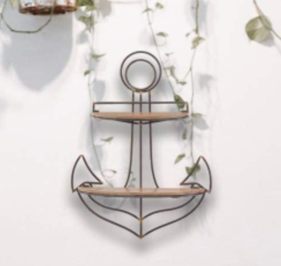 Metal wood wall Rack decorative wall shelf