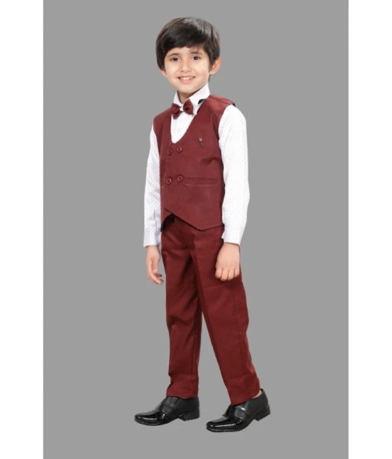 DKGF Fashion - Maroon Cotton Blend Boys Shirt & Pants ( Pack of 1 ) - None