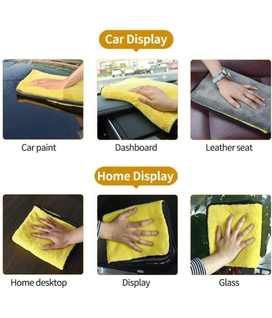 Auto Hub Yellow 800 GSM Microfiber Cloth For Automobile ( Pack of 5 )