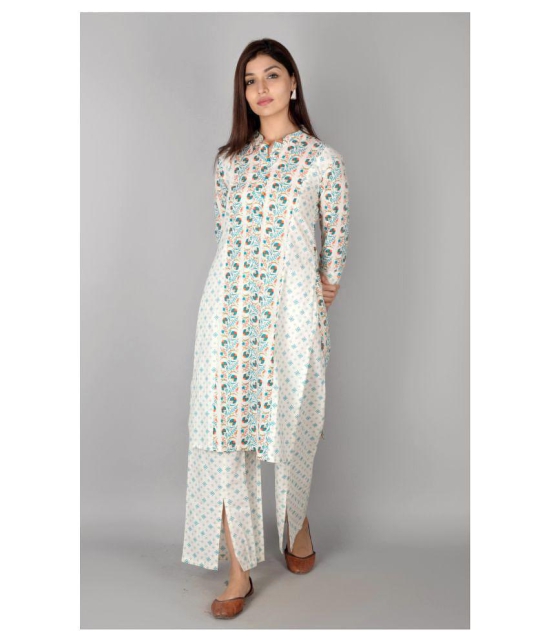 FabbibaPrints Cotton Kurti With Palazzo - Stitched Suit - M