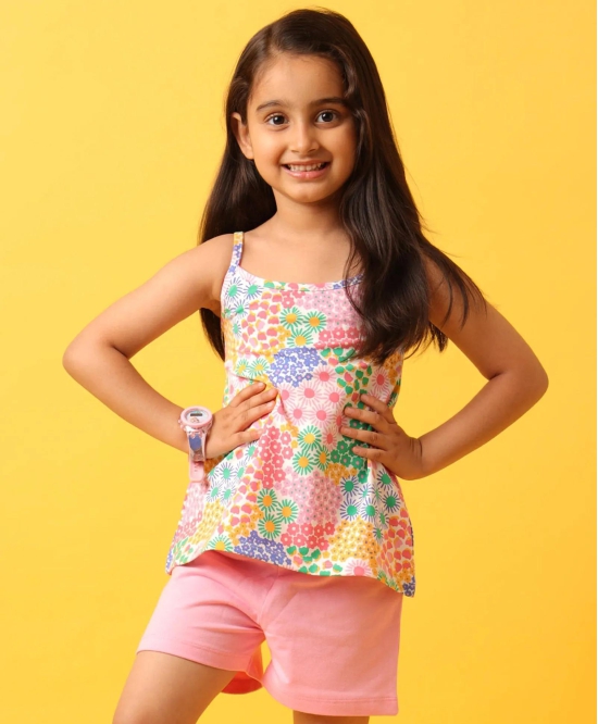 FLOWERS SUMMER STRAPPY GIRLS TOP - PINK-10-12 YEARS / 1N / pink