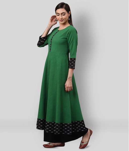 Yash Gallery - Green Cotton Womens Flared Kurti ( Pack of 1 ) - L