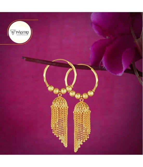 VIVASTRI Golden Jhumki Earrings ( Pack of 1 ) - Golden