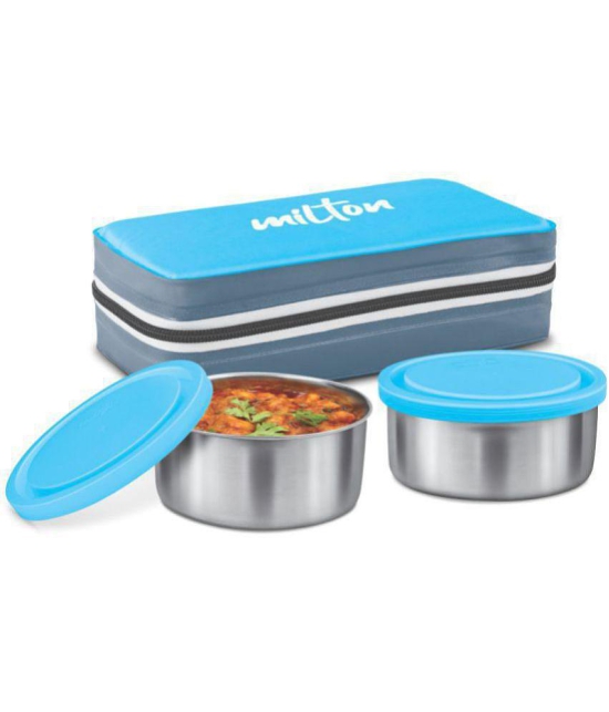 MILTON New Mini Lunch Insulated Tiffin Set of 2 (280 ml Each) with Jacket Cyan