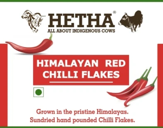 Himalayan Red Chilli Flakes (Size - 50g) by HETHA ORGANICS LLP