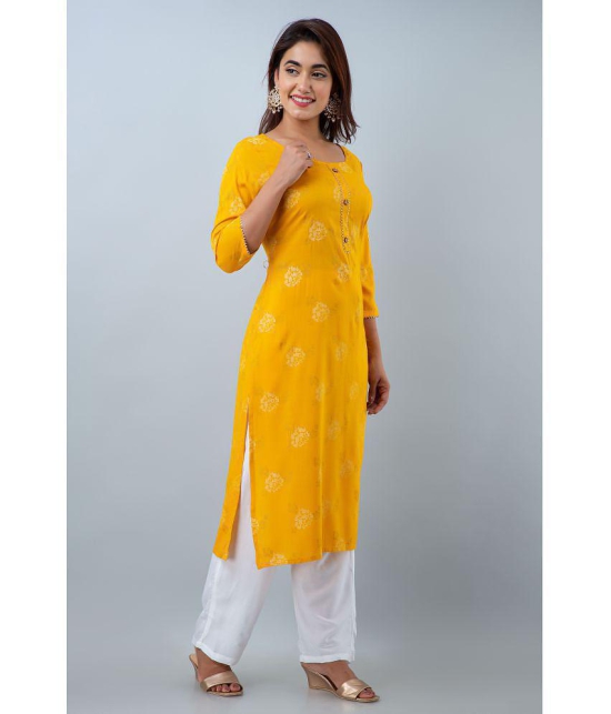 Doriya Yellow Rayon Kurti With Palazzo - Stitched Suit - None