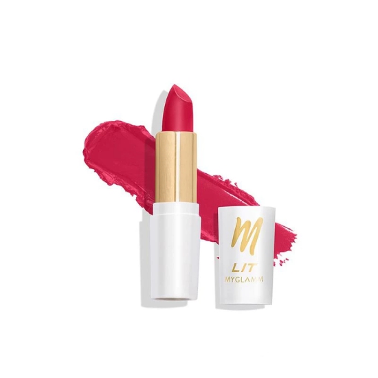 MyGlamm LIT Moist Matte Lipstick - Red Lady (Red Pink Shade)| Long Lasting, Pigmented, Hydrating Lipstick with Moringa Oil and Vitamin E