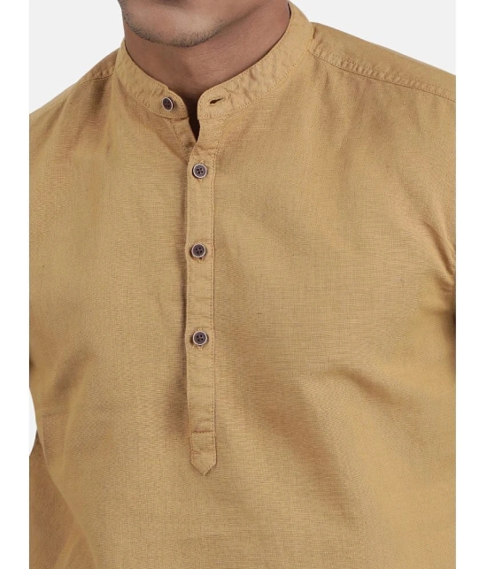 IVOC Khaki Cotton Blend Mens Shirt Style Kurta ( Pack of 1 ) - None