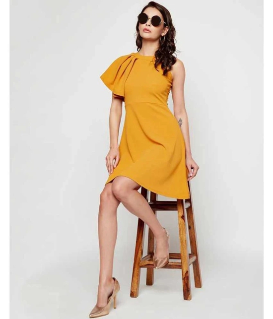 Addyvero Cotton Lycra Yellow Regular Dress - Single - L