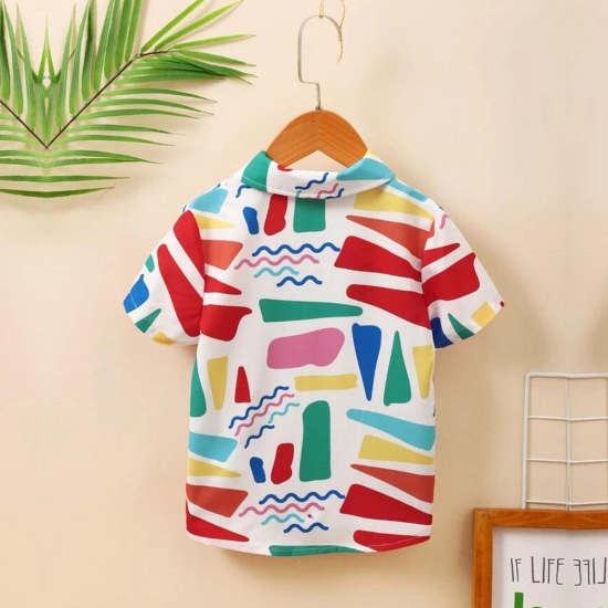 Venutaloza Boys Geometric Graphic Color-block Shirt For Boy.-6 Month to 12 Month