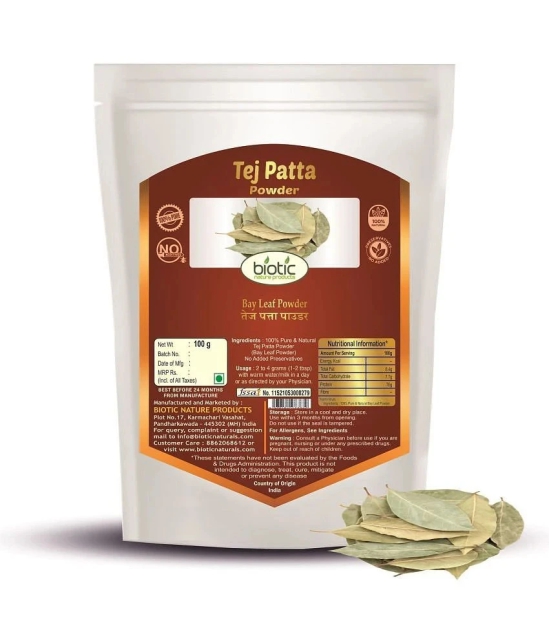 Biotic Tej Patta Powder - Bay Leaf Powder - Tejpatta Powder - Bayleaf Powder 100 gm