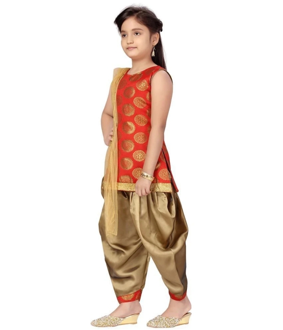 Aarika Red Silk Girls Patiala Kurta Set ( Pack of 1 ) - None