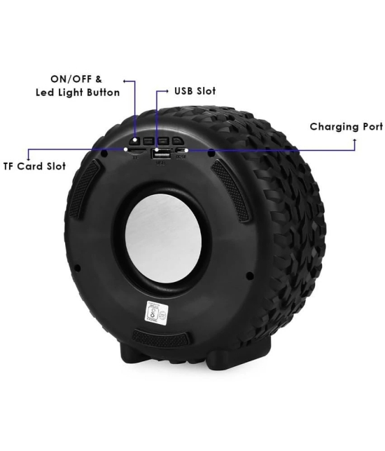 COREGENIX TYRE 10 W Bluetooth Speaker Bluetooth V 5.1 with USB,SD card Slot Playback Time 10 hrs Black - Black