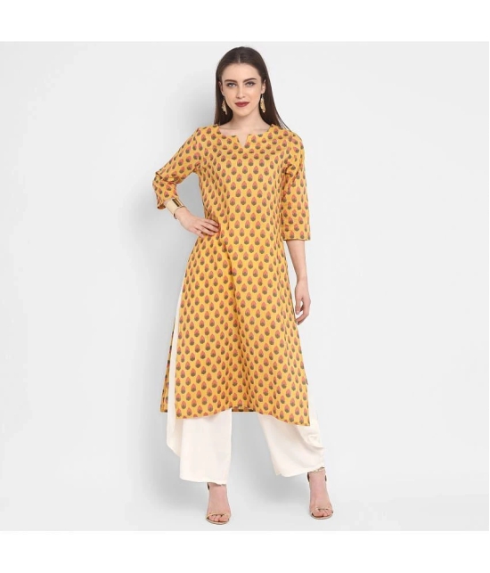 Antaran Cotton Printed Straight Womens Kurti - Yellow ( Pack of 1 ) - None