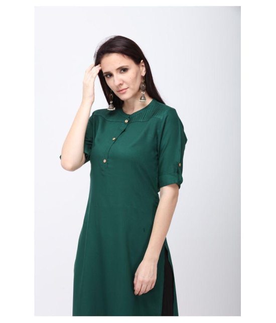 Berrylicious - Green Rayon Women's Straight Kurti ( Pack of 1 ) - S