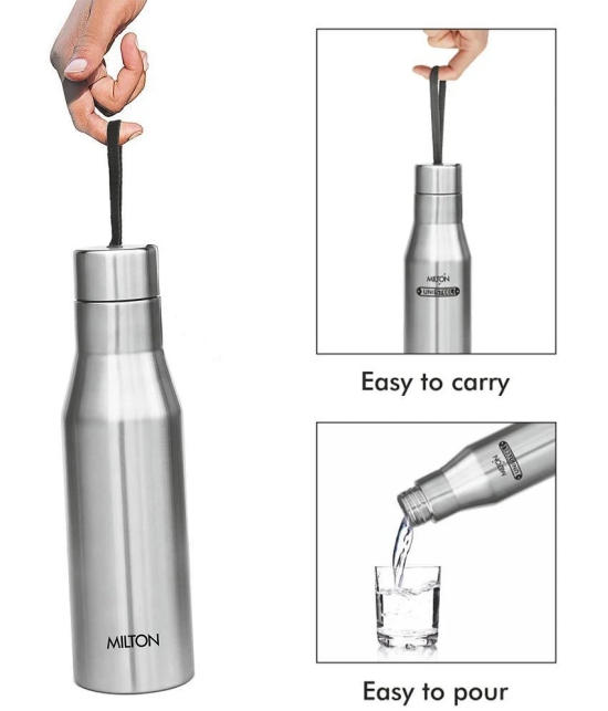 Milton Super 1000 Single Wall Stainless Steel Bottle, 1000 ml, 1 Piece, Silver | 100% Leak Proof | Office Bottle | Gym Bottle | Home | Kitchen | Hiking | Treking Bottle | Travel Bottle - Sil