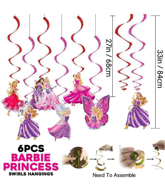 Zyozi  Princess Girl Hangnig Swirls Girls Happy Birthday Swirls, Party Supplies Favor Swirls Decorations (Pack of 6) - Pink