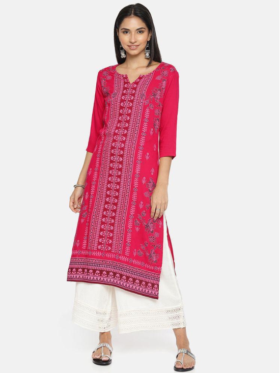 Alena - Pink Rayon Women's Straight Kurti - S