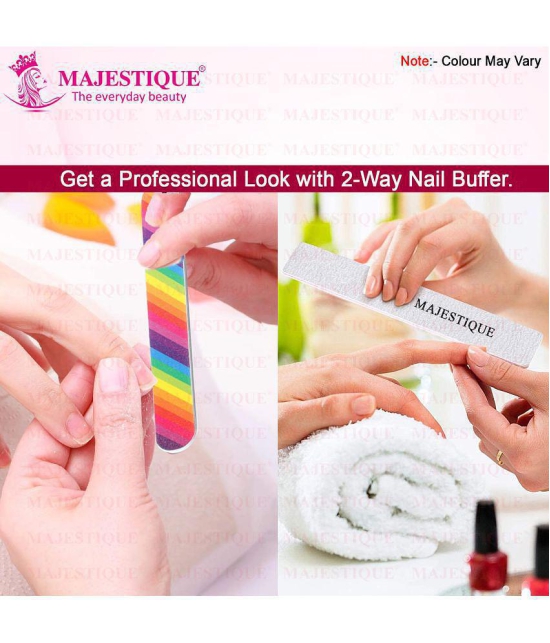 Majestique 3Pcs Double Sides Colorful Nail Filer Set, Washable & Reusable Color May Vary