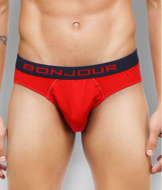 Bonjour - Red Cotton Blend Mens Briefs ( Pack of 1 ) - M