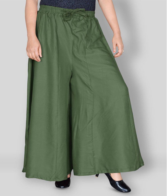 Sttoffa - Green Rayon Flared Women''s Palazzos ( Pack of 1 ) - 38