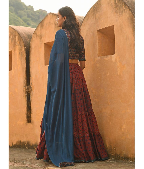 Janasya Maroon Cotton Straight Stitched Lehenga - 36