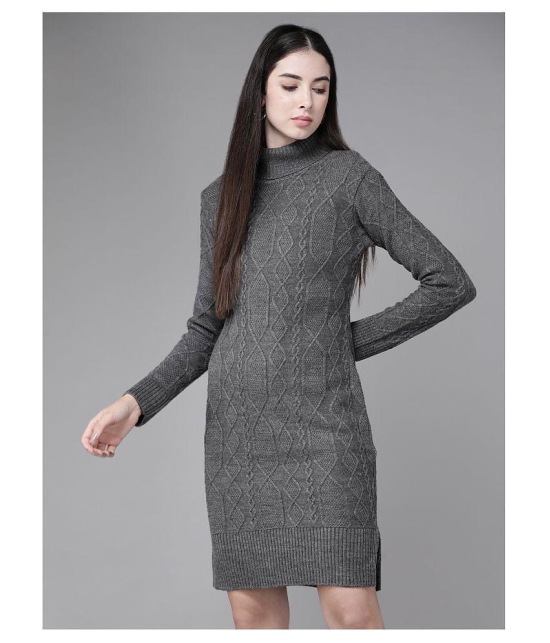 The Dry State Woollen Grey Bodycon Dress - Single - XL