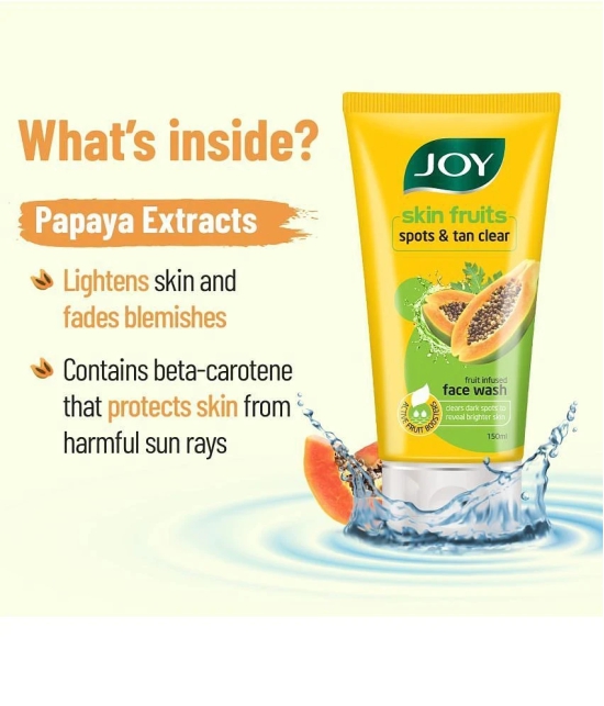 Joy Tan Removal Papaya Face Wash 200ml, (Pack of 2 X 100ml)